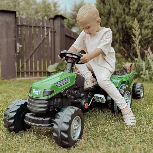 Woopie педален трактор Farmer GoTrac Maxi с ремарке и тихи колела
