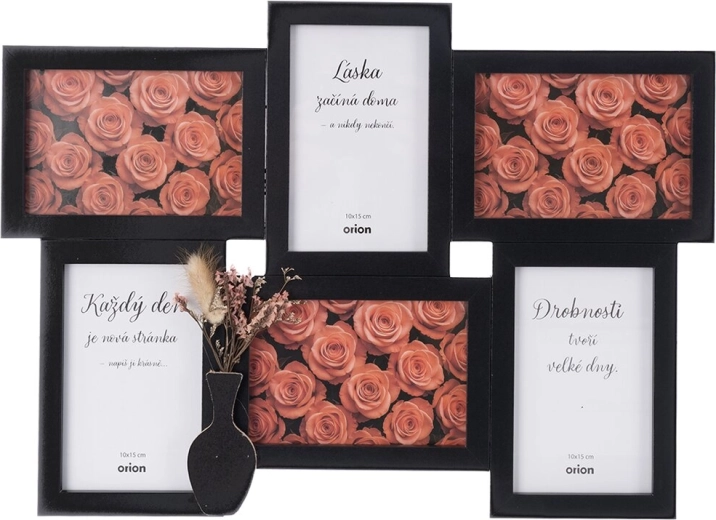 Wooden collage photo frame for 6 photos, black, 46 × 32 cm