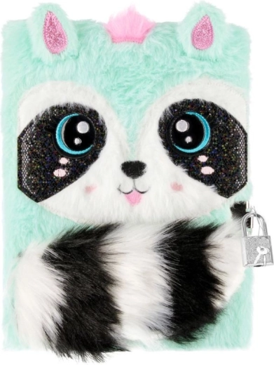 Plush diary with lock – raccoon