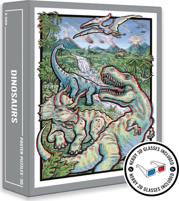 Cloudberries puzzle Dinosaurs 3D with glasses, 500 pieces