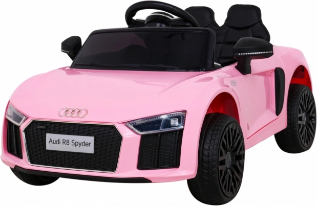 Детска електрическа кола AUDI R8 Spyder розова с дистанционно управление, EVA колела и MP3