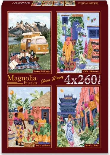Magnolia puzzle Torres del Paine, Morocco, Ghana and China 4 × 260 pieces