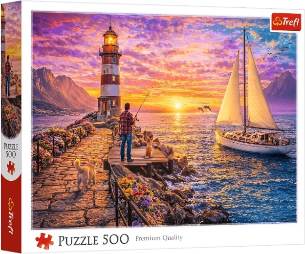 500-piece puzzle lighthouse at sunset