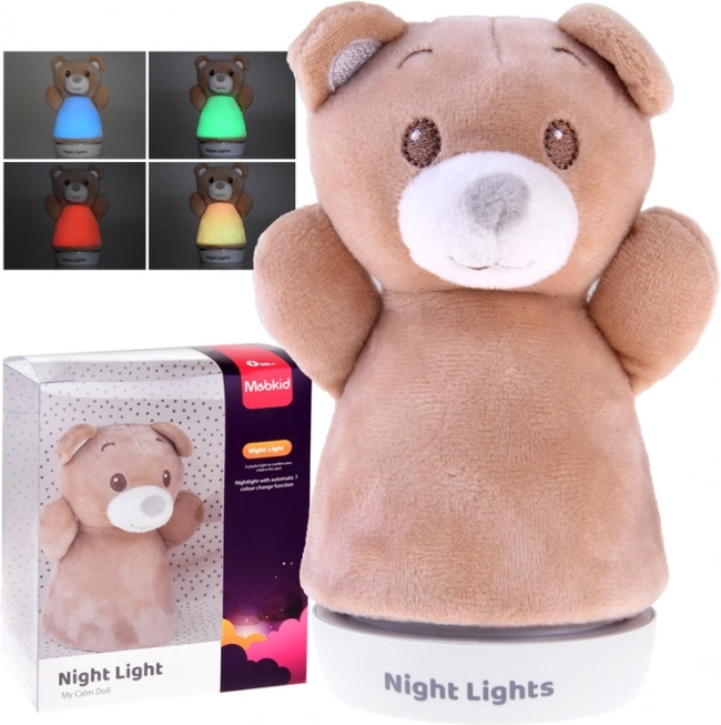 Бежово плюшено мече – нощна лампа за деца с меко покритие
