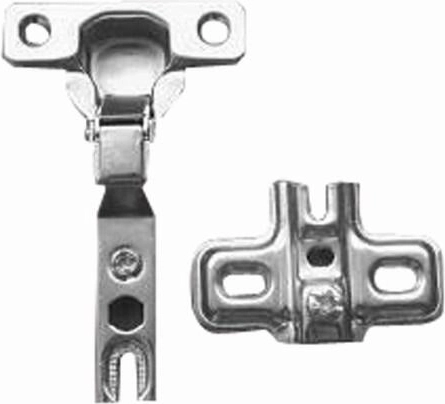 MINI B Hinge, half overlay, with clip-on mounting plate RDK-03B