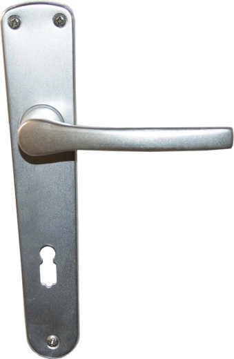 Door handle with backplate for key 90 mm silver aluminum MONET
