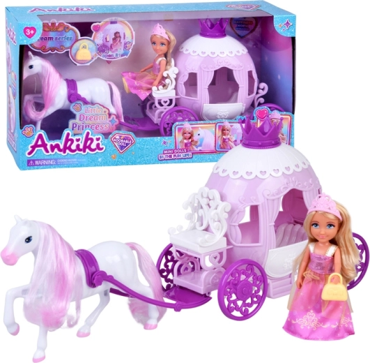 Ankiki mini doll with carriage – little princess in pink dress