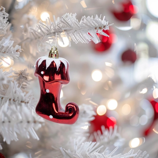 Glossy Christmas Ornament in the Shape of Santa's Boot