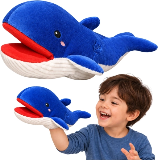 Plush Puppet Blue Whale 30 cm