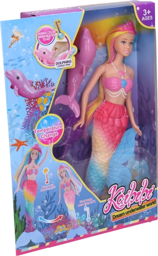Color-Changing Mermaid Doll with Dolphin 35 cm