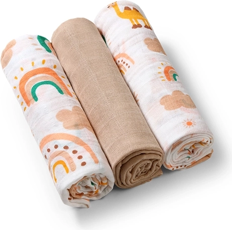 BabyOno муселинови пелени Super Soft 3 бр. – бежови