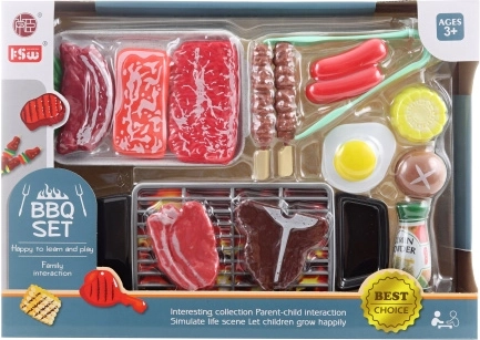 Children's barbecue set with food