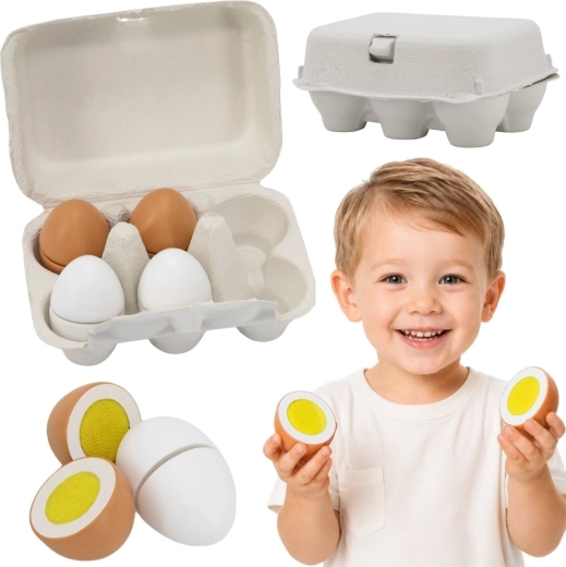 Wooden Eggs for Cutting in Egg Carton