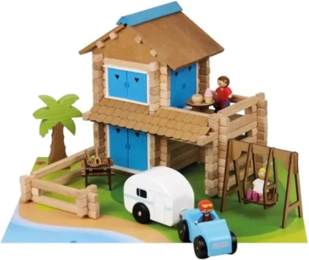 Jeujura wooden construction set – Holiday House (185 pieces)