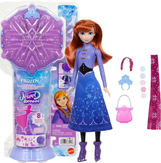 Mattel Disney Frozen Jewel Reveal кукла Анна с кънки и аксесоари