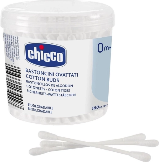 Chicco памучни клечки за уши от 100% памук 160 бр.