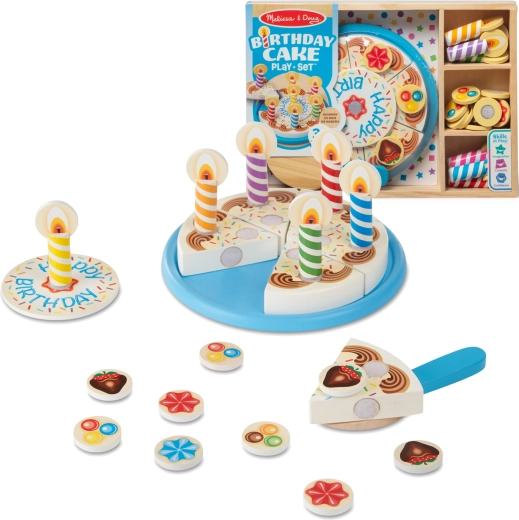 Дървена рожденденска торта за рязане с аксесоари 34 части MELISSA & DOUG