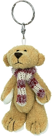 Plush teddy bear keychain, dark brown, 11 cm