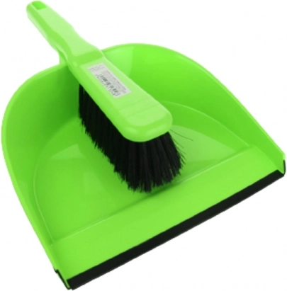 Комплект пластмасен совок с гумен ръб и метличка