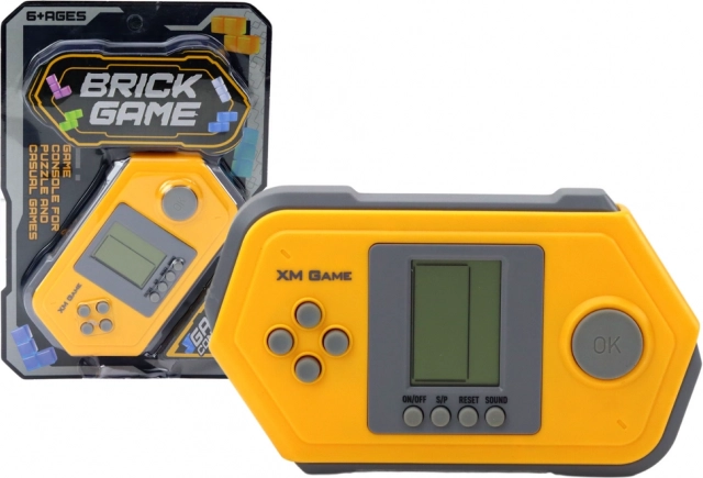 Електронна джобна конзола Tetris Brick Game – сиво-жълта