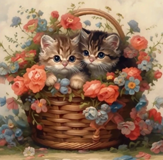 Norimpex Diamond Painting Kittens in a Basket 30 × 40 cm