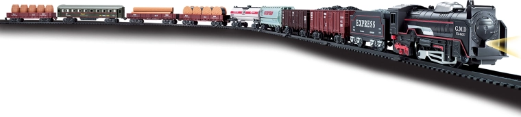 Train set with realistic sounds and effects