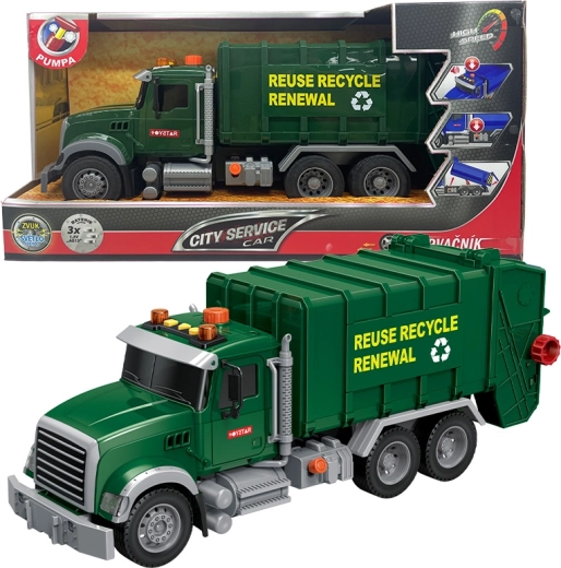 Garbage Truck Sparkys City Service Car green 1:14