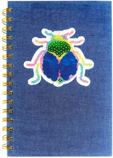 A5 spiral notebook with a sequin beetle applique - 1 piece