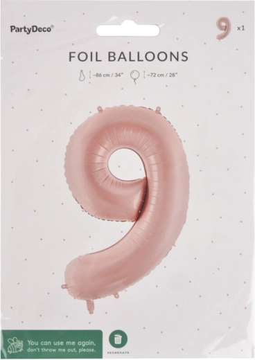 Foil balloon number 9 beige 72 cm