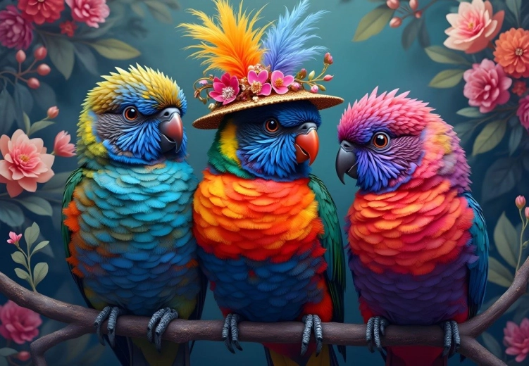 Bluebird Rainbow Parrots Puzzle 1000 Pieces