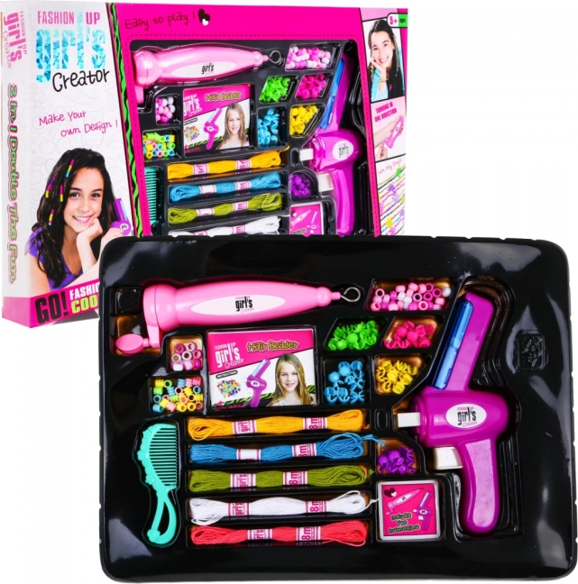 Комплект мъниста за коса и гривни 2-в-1 за деца 5+ с инструменти за нанизване и сплитане