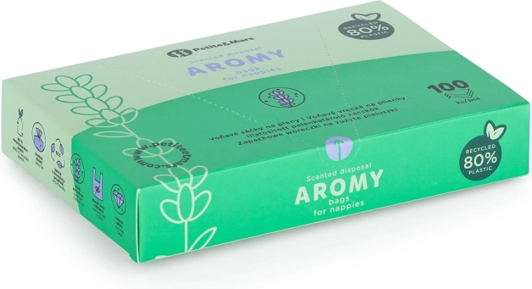 Ароматизирани торбички за пелени с дръжки AROMY 100 бр.