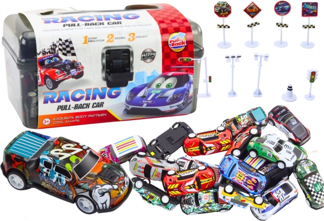 Set of Toy Cars with Traffic Signs 25 pcs