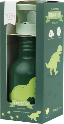 A Little Lovely Company stainless steel drinking bottle with dinosaur design, 350 ml