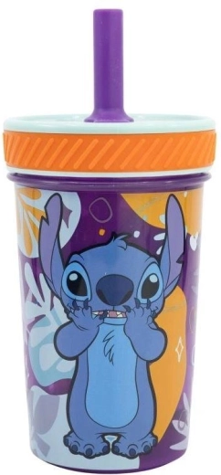 Безопасна детска чашка със сламка Stitch - 1 брой
