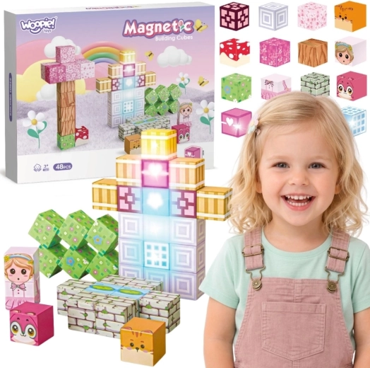 Woopie магнитни строителни кубчета 48 бр. Montessori 3D
