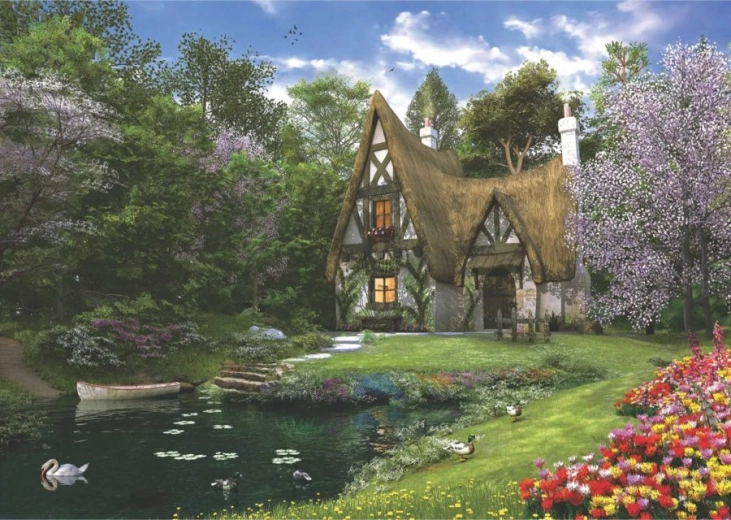 Puzzle ANATOLIAN Spring Cottage by the Lake 3000 pieces