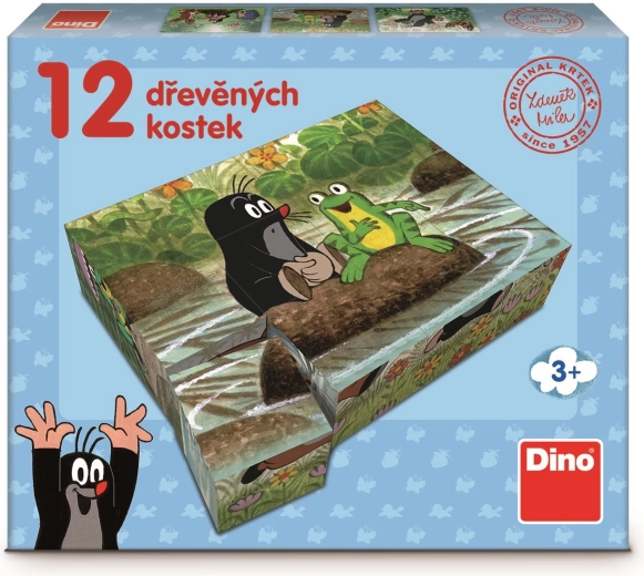 Dino wooden blocks LITTLE MOLE and animals 12 pcs