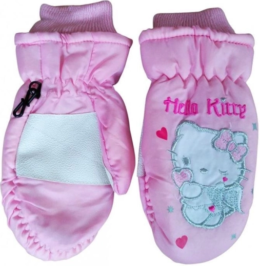 Детски ски ръкавици Hello Kitty розови, непромокаеми, подплатени – 1 брой