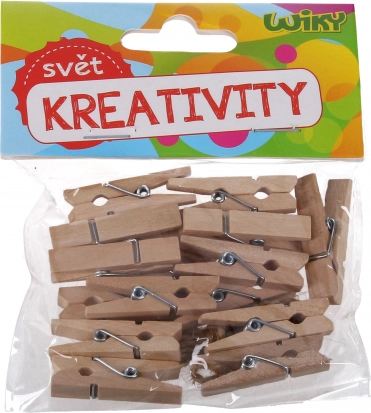 Дървени щипки 2,5 см, 25 бр. с канап