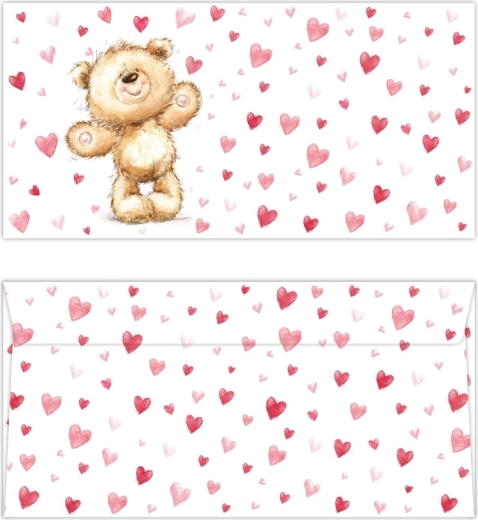 Colorful DL Envelope with a Teddy Bear