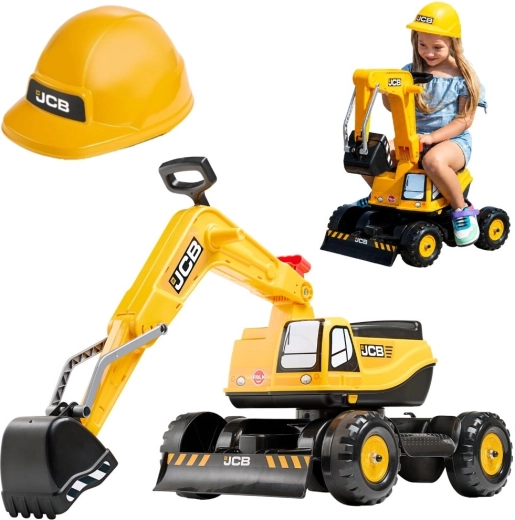 Children's ride-on excavator Falk JCB with rotating arm and helmet