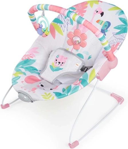 Вибриращо детско шезлонгче BRIGHT STARTS Flamingo Vibes, 0м+, до 9 кг