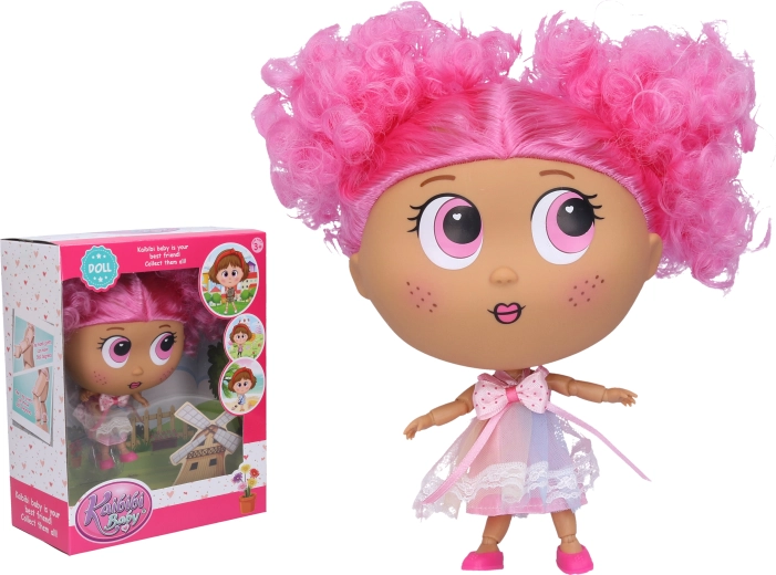 Big-eyed doll in festive dress 18 cm in a box - 1 piece