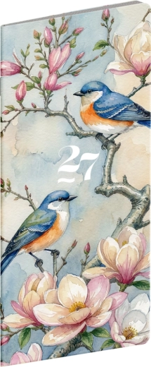 Notique джобен бележник Птички 2027 (месечен) 8 × 18 cm