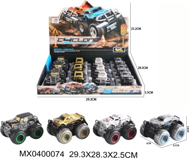 Metal pull-back 4x4 car with opening doors