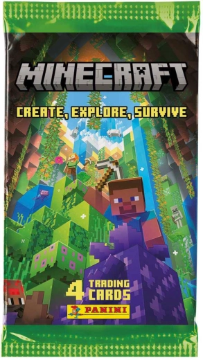 Panini колекционерски карти Minecraft, 3-та серия (Create, Explore, Survive) – бустер пакетче 4 карти
