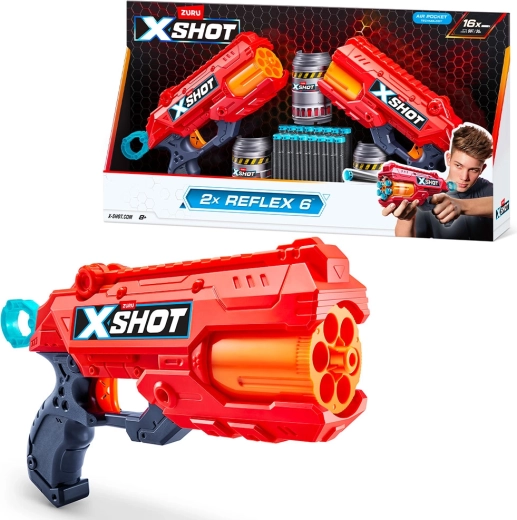 X-Shot Reflex 6 – комплект 2 пистолета с кенчета и стрелички