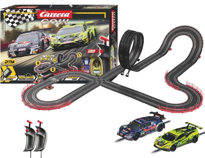 Carrera GO slot car track DTM Supercars 6.3 m with Audi R8 LMS and Lamborghini Huracán