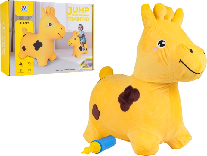 Inflatable bouncy giraffe with plush cover